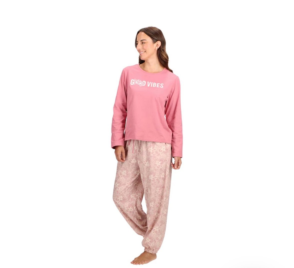 Pijama Caffarena Largo Algodón Floreado