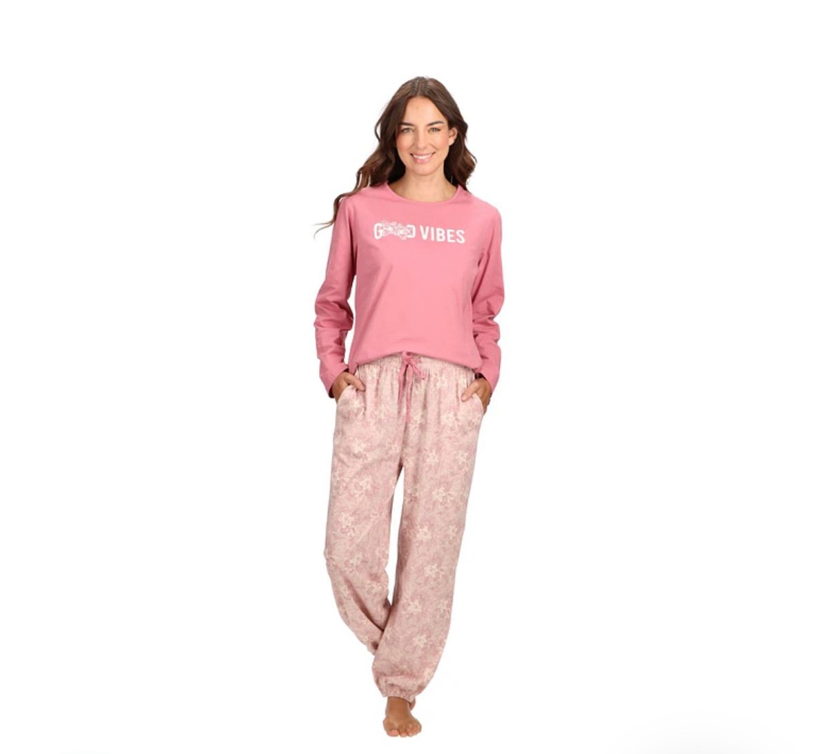 Pijama Caffarena Largo Algodón Floreado - Imagen 2