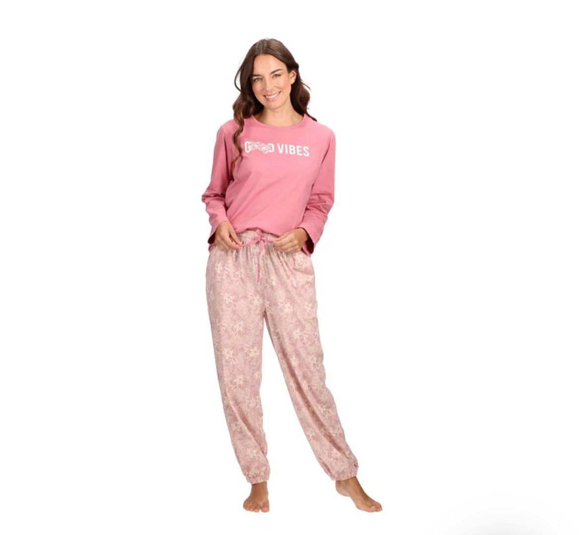 Pijama Caffarena Largo Algodón Floreado - Imagen 4