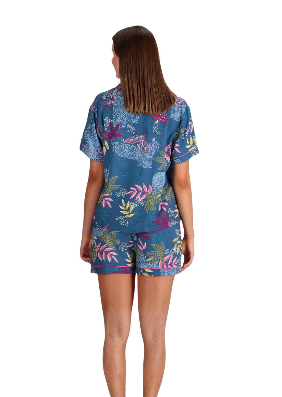 Caffarena Pijama camisero viscosa estampado azul - Imagen 2