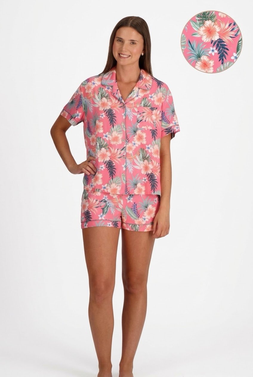 Caffarena Pijama corto viscosa Rosado